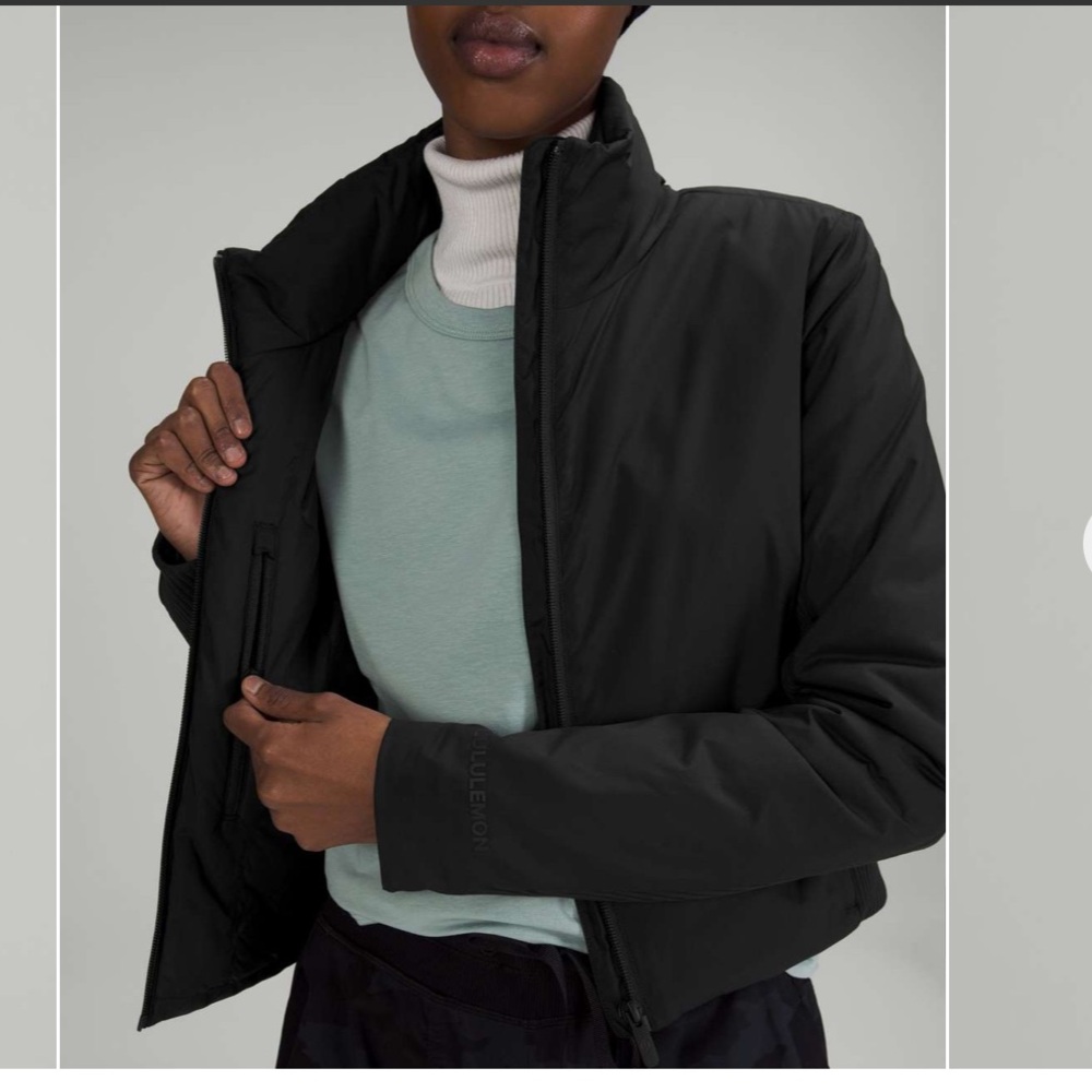 Lululemon jacket - black-soft matte insulated cropped jacket size 10